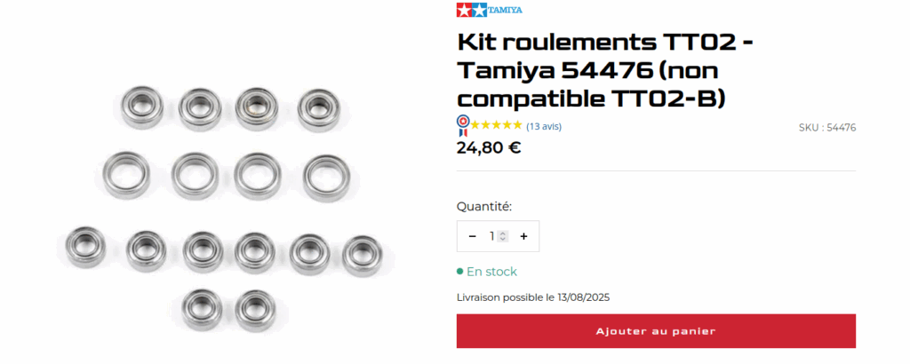 Kit roulement pour TT-02